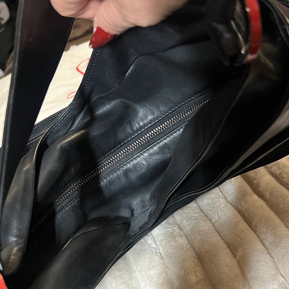 Christian Louboutin Black Pleated Leather Hobo Bag - Picture 11 of 13